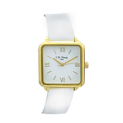 Montre CM Pinay couleur acier bracelet en cuir